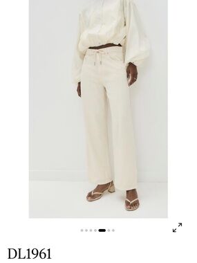 DL1961 Taylor Aura Relaxed Barrel Ultra High Rise Drawstring cream size 29